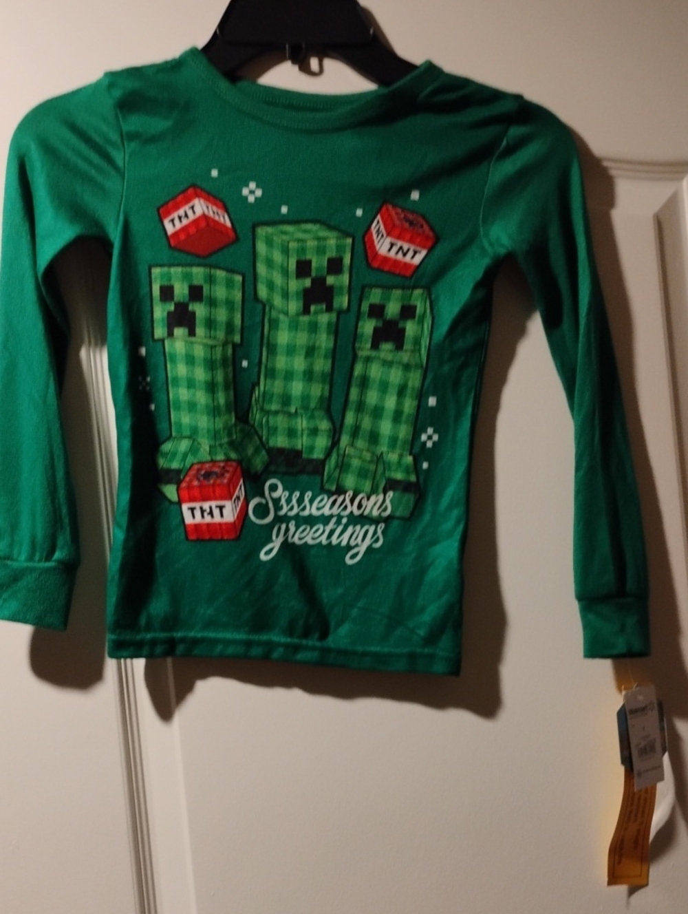 Minecraft Kids' Green 'Sssseasons Greetings' Long-Sleeve Pajama Top